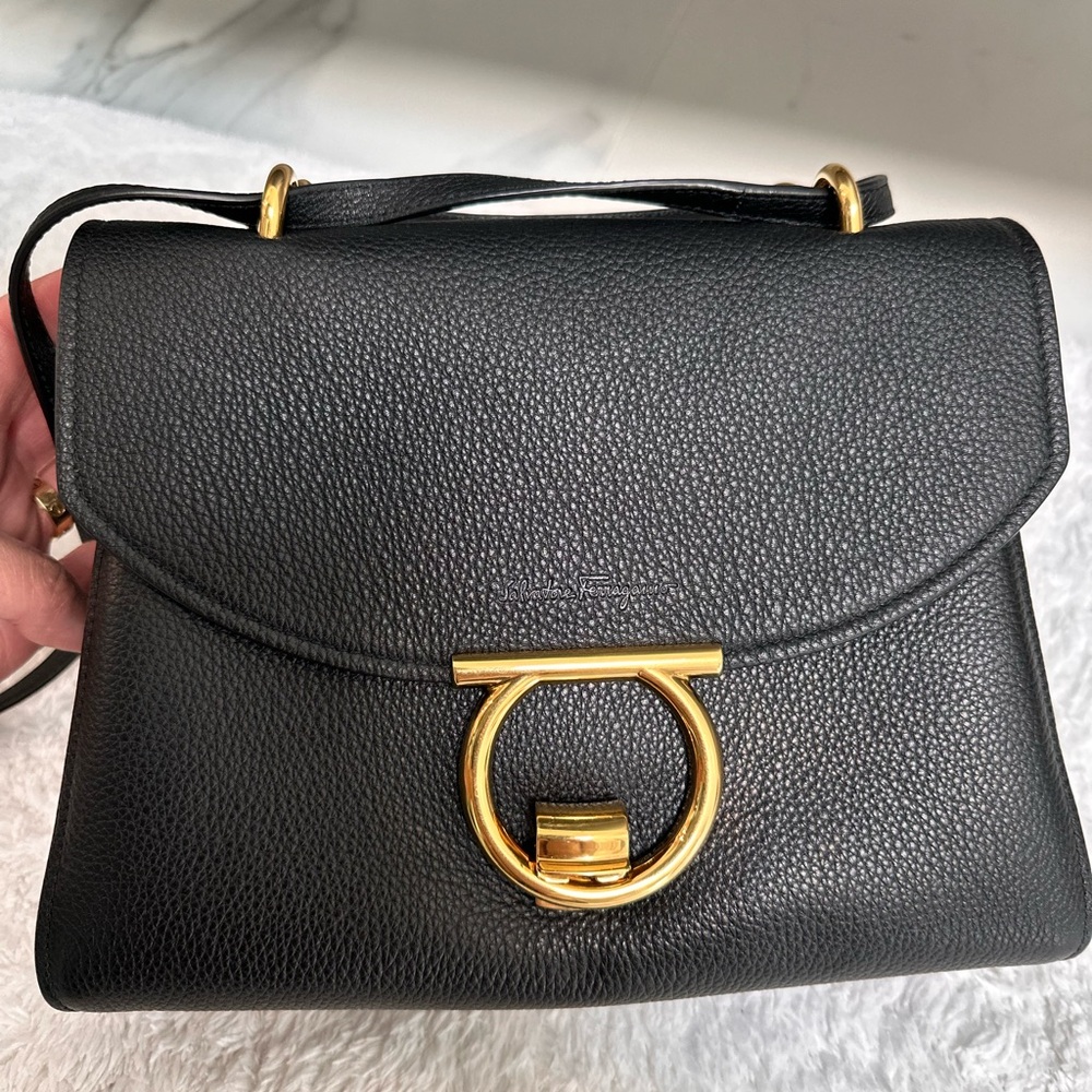 Ferragamo Margot black leather satchel cross body